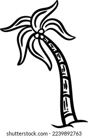 Tropical palm tree vector isolated on white background. Black  illustration of coconut palm. Vector Illustration