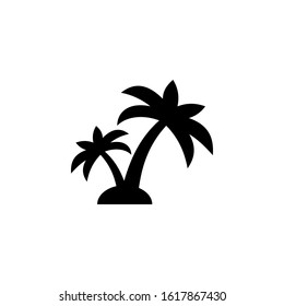 Tropical palm tree vector silhouettes isolated on white background. Black silhouette palm tree, illustration of coconut palm. Vector Illustration. EPS10.