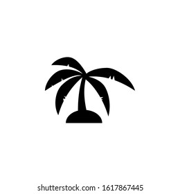Tropical palm tree vector silhouettes isolated on white background. Black silhouette palm tree, illustration of coconut palm. Vector Illustration. EPS10.