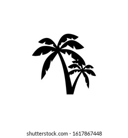 Tropical palm tree vector silhouettes isolated on white background. Black silhouette palm tree, illustration of coconut palm. Vector Illustration. EPS10.