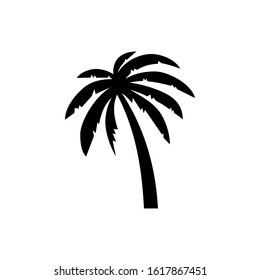 Tropical palm tree vector silhouettes isolated on white background. Black silhouette palm tree, illustration of coconut palm. Vector Illustration. EPS10.