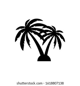 Tropical palm tree vector silhouettes isolated on white background. Black silhouette palm tree, illustration of coconut palm. Vector Illustration. EPS10. 
