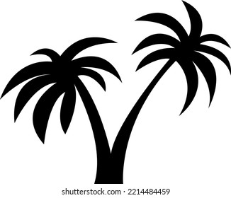 Tropical palm tree vector silhouettes isolated on white background..eps
