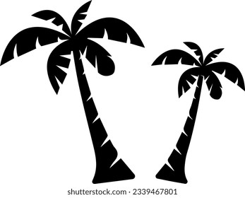 Tropical palm tree vector silhouettes