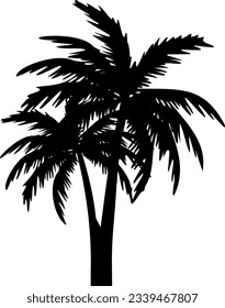 Tropical palm tree vector silhouettes