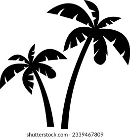 Tropical palm tree vector silhouettes