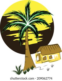 Tropical palm trees.