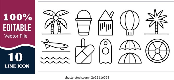 Tropical palm trees beach bucket hot air balloon airplane waves luggage ghost umbrellas wheel