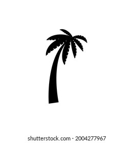 Tropical palm trees, black silhouettes and outline contours on white background.palm tropical tree icon black silhouette