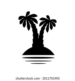 Tropical palm trees, black silhouettes and outline contours on white background.palm tropical tree icon black silhouette