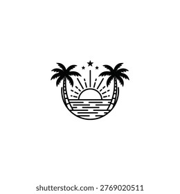 Tropical palm trees in black and white