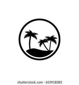 Tropical palm trees icon, flat design template, vector illustration