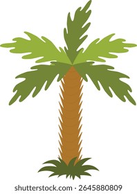 Tropical Palm Trees Illustration with Simple Cartoon Design. Isolated Vector
