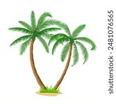 Tropical palm trees isolated on white background. Coconut trees. Vector illustration in flat style