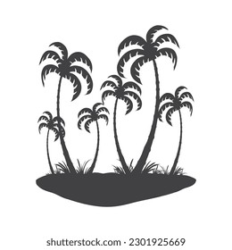 Tropical palm trees on the island vector illustration isolated on white background.