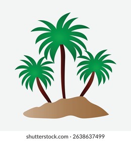 Tropical Palm Trees on Sandy Island Illustration