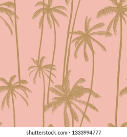 Tropical palm trees pattern. Hand drawn vector illustration. Good for swimwear, fabric or decoration
