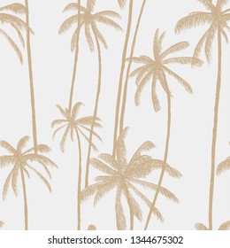 Tropical palm trees pattern. Hand drawn vector illustration. Good for swimwear, fabric or decoration