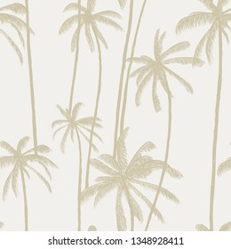 Tropical palm trees pattern. Hand drawn vector illustration. Good for swimwear, fabric or decoration