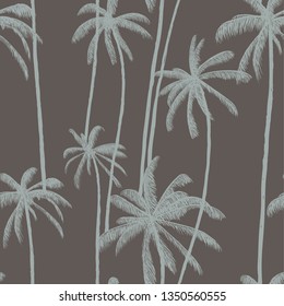 Tropical palm trees pattern. Hand drawn vector illustration. Good for swimwear, fabric or decoration