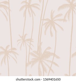 Tropical palm trees pattern. Hand drawn vector illustration. Good for swimwear, fabric or decoration