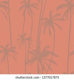 Tropical palm trees pattern. Hand drawn vector illustration. Good for swimwear, fabric or decoration