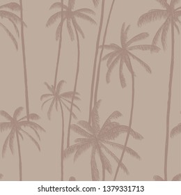 Tropical palm trees pattern. Hand drawn vector illustration. Good for swimwear, fabric or decoration