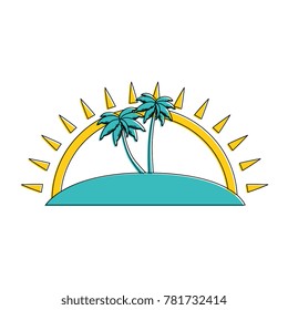 tropical palm trees scene