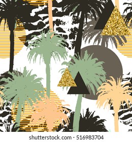 Tropical palm trees seamless background