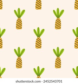 Tropical palm trees seamless pattern. Vector summer beach textile design, wallpaper, background, print, fabric, paper. Cute hand drawn tropical plants illustration for pajamas and other cloth.