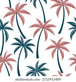 Palmeiras tropicais padrão de azulejos sem costura fundo branco isolado vibrante perfeito para praia decoração home textiles wallpapers conceito como padrão de azulejos sem costura apresentando palmeiras vibrantes em um fundo branco limpo ideal para praia temático decoração home no Photo Stock Concept e espaço vazio no lado esquerdo, sem texto —ar 7:2 —tile