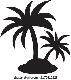 Palmeras tropicales, siluetas negras aisladas de fondo blanco. Vector..eps
