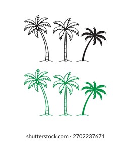 Palmeras tropicales en el arte de línea