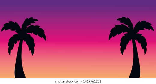 Tropical palm trees silhouette. Summer minimal background