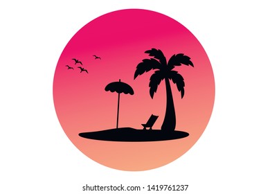 Tropical palm trees silhouette. Summer minimal background