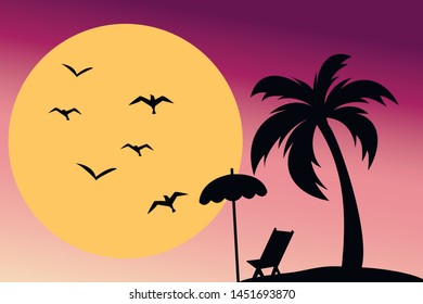 Tropical palm trees silhouette. Summer minimal background