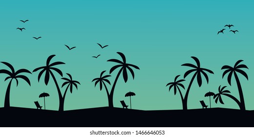 Tropical palm trees silhouette. Summer minimal background