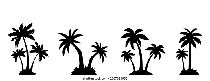 Tropical Palm Trees silhouettes collection. Vacation and travel concept. Vector isolated on white
