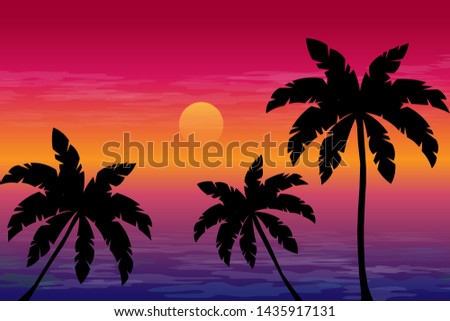 Tropical palm trees at sunset