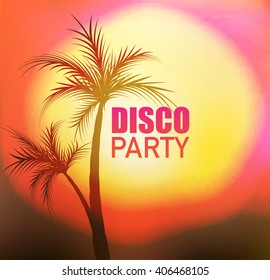 tropical palm trees at sunset, party disco cover