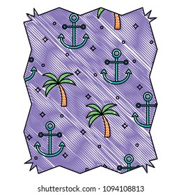tropical palms and anchors pattern