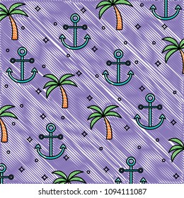 tropical palms and anchors pattern