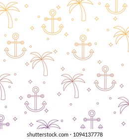 tropical palms and anchors pattern