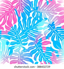 Tropical palms seamless pattern in colours.