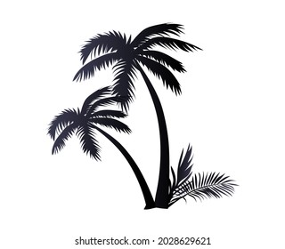 Tropical Palms Tree Shapes White Isolated Stock Vector (Royalty Free ...