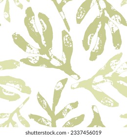 Tropical pant leaf seamless pattern. Hand drawn palm tree summer organic shapes. Beach vacation background design, savannah textile print. Exotic wallpaper, baby apparel safari fabric motif