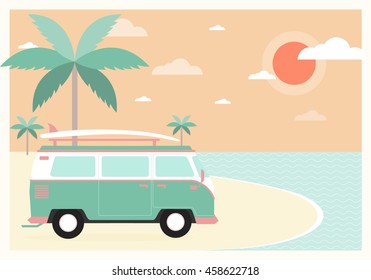 Tropical Paradise Beach Campground Scene Palm Stock Vector (Royalty ...