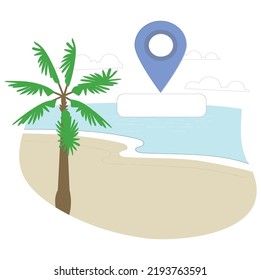 tropical paradise beach and coco palms travel tourism wide. Soft wave of blue ocean on sandy beach. The leaves of palm trees on Sunny tropical beach. Summer vacation and tropical beach concept