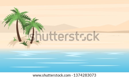 Tropical paradise beach with sand and coco palms. Travel and tourism. wide panorama background 