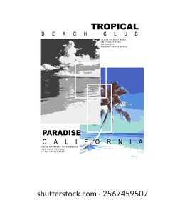 Tropical Paradise California summer beach poster